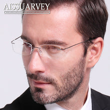 Load image into Gallery viewer, Men Glasses Frames Rimless Eyeglasses Optical Brand Designer Prescription Titanium Alloy Light Handsome Business Eyewear Cheap