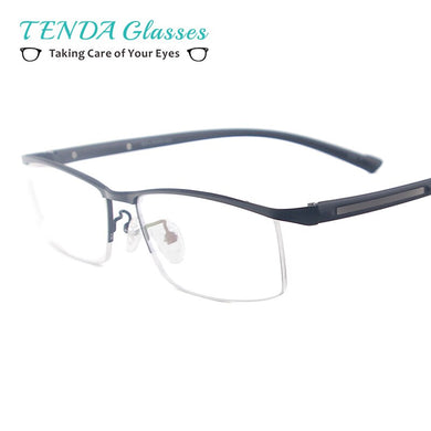 Men Half Rim Brow Line Spectacle Metal Big Eyeglasses Frame For Prescription Lenses