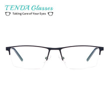 Load image into Gallery viewer, Men Half Rim Spectacles Metal Rectangular Prescription Eyeglass Frames For Myopia Reading Multifocal Lenses