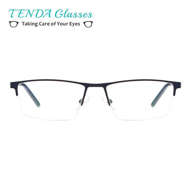Men Half Rim Spectacles Metal Rectangular Prescription Eyeglass Frames For Myopia Reading Multifocal Lenses