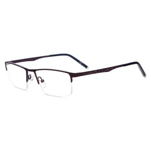 Men Half Rim Spectacles Metal Rectangular Prescription Eyeglass Frames For Myopia Reading Multifocal Lenses