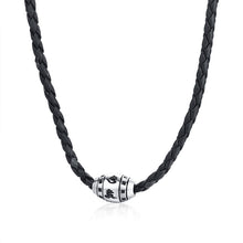 Load image into Gallery viewer, Men Hippie Necklace in Black Braided Leather with Stainless Steel Beaded Choker for Men Jewelry Gift Husband Mens Accessories