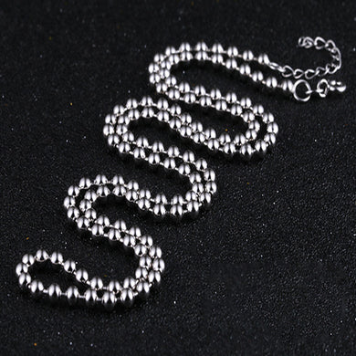 Men Jewelry Necklace Simple Round Beaded Chain S925 Sterling Silver Retro Classic Charm Women Party Gifts Jewelry Packaging