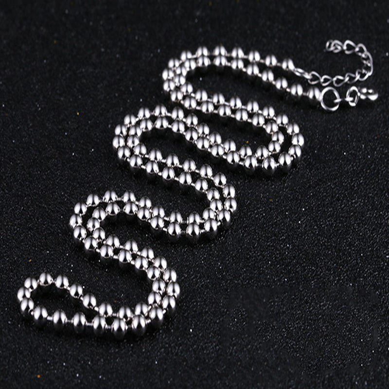 Men Jewelry Necklace Simple Round Beaded Chain S925 Sterling Silver Retro Classic Charm Women Party Gifts Jewelry Packaging