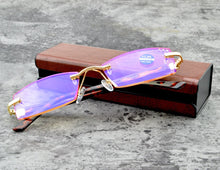 Load image into Gallery viewer, Men  Rimless Royal Ministers Diamond Reading Glasses +0.75 +1 +1.5 +1.75 +2 +2.25 +2.5 +2.75 +3 +3.5 +4 WITH CASE