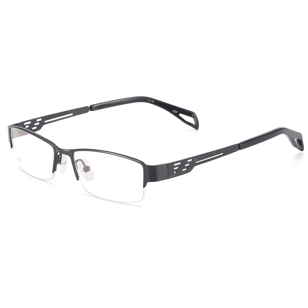 Men Metal Half Rim Prescription Eyeglass Frame Rectangular Spectacles For Optical Lenses Myopia Presbyopia Progressive