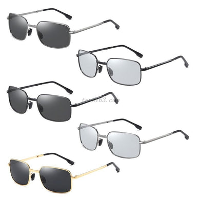 Men Photochromic Foldable Sunglasses with Polarized Lens Metal Frame Discolor Goggles Protection Anti-Fatigue Eyewear