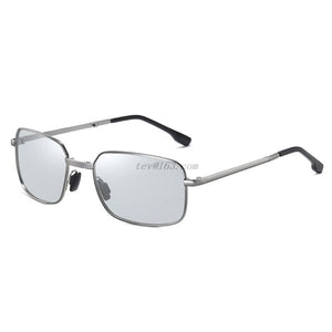 Men Photochromic Foldable Sunglasses with Polarized Lens Metal Frame Discolor Goggles Protection Anti-Fatigue Eyewear