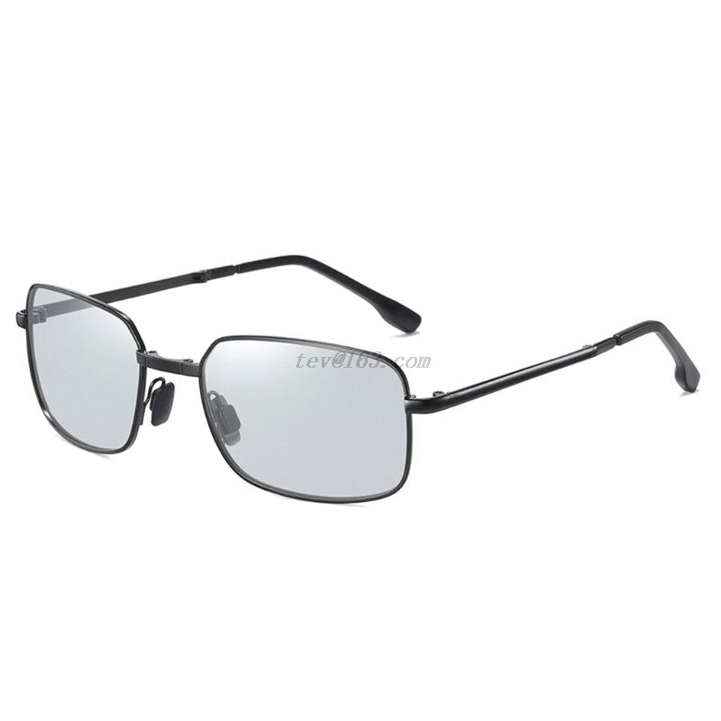Men Photochromic Foldable Sunglasses with Polarized Lens Metal Frame Discolor Goggles Protection Anti-Fatigue Eyewear