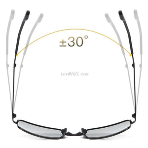 Men Photochromic Foldable Sunglasses with Polarized Lens Metal Frame Discolor Goggles Protection Anti-Fatigue Eyewear