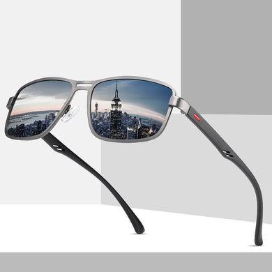 Men Polarized Sunglasses Gangster Dark Lens Flat Top Biker TR90 Metal Glasses