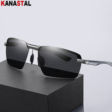 Load image into Gallery viewer, Men Polarized Sunglasses UV400 Alloy Square Half Frame Visor Eyewear Sunscreen Fishing Outdoor Sports Driving Sun Glasses Retro