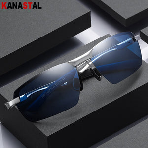 Men Polarized Sunglasses UV400 Alloy Square Half Frame Visor Eyewear Sunscreen Fishing Outdoor Sports Driving Sun Glasses Retro