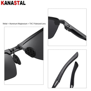Men Polarized Sunglasses UV400 Alloy Square Half Frame Visor Eyewear Sunscreen Fishing Outdoor Sports Driving Sun Glasses Retro