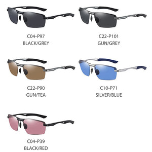 Men Polarized Sunglasses UV400 Alloy Square Half Frame Visor Eyewear Sunscreen Fishing Outdoor Sports Driving Sun Glasses Retro