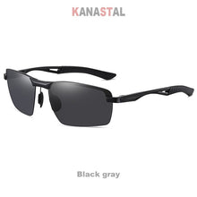 Load image into Gallery viewer, Men Polarized Sunglasses UV400 Alloy Square Half Frame Visor Eyewear Sunscreen Fishing Outdoor Sports Driving Sun Glasses Retro