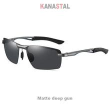 Load image into Gallery viewer, Men Polarized Sunglasses UV400 Alloy Square Half Frame Visor Eyewear Sunscreen Fishing Outdoor Sports Driving Sun Glasses Retro