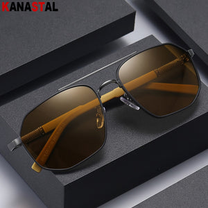 Men Polarized Sunglasses UV400 Metal Bicolor Polygon Eyeglasses Frames Eyewear Driving Fishing Outdoor Cycling Sun Glasses Retro
