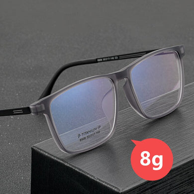 Men Pure Titanium Ultra Light  TR90 Big Face Full Frame Square Glasses Frame Myopia Prescription Glasses Frame 8908