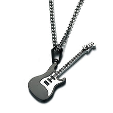 Load image into Gallery viewer, Men Quality Stainless Steel Necklace Fashion Guitar Pendant Necklace Silver Black Gold Colors Punk 60cm Chain Necklace
