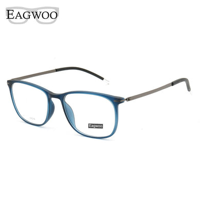 Men Rectangular Eyeglasses Full Rim Metal Optical Frame Prescription Spectacle Myopia Business Eye Glasses Super Light Blue