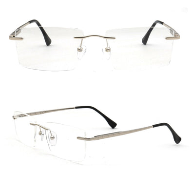 Men Rectangular Rimless Eyeglass Frames for Men Square Business Metal Optical Glasses Frames Light Spectacles Gold Silver Black