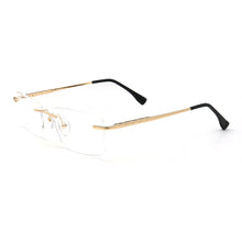 Load image into Gallery viewer, Men Rectangular Rimless Eyeglass Frames for Men Square Business Metal Optical Glasses Frames Light Spectacles Gold Silver Black