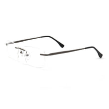Load image into Gallery viewer, Men Rectangular Rimless Eyeglass Frames for Men Square Business Metal Optical Glasses Frames Light Spectacles Gold Silver Black