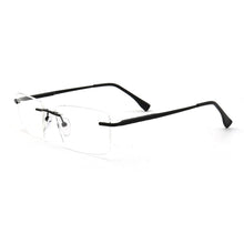 Load image into Gallery viewer, Men Rectangular Rimless Eyeglass Frames for Men Square Business Metal Optical Glasses Frames Light Spectacles Gold Silver Black