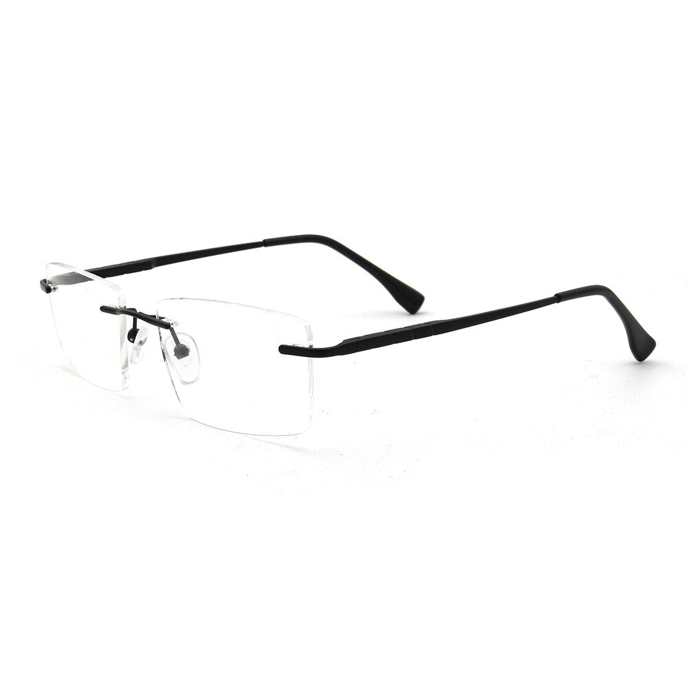 Men Rectangular Rimless Eyeglass Frames for Men Square Business Metal Optical Glasses Frames Light Spectacles Gold Silver Black