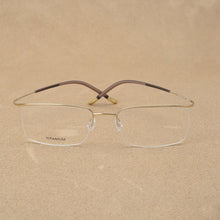 Load image into Gallery viewer, Men Semi Half Rim Titanium Optical Eyewear Frame Ultra Flexible Prescription Glasses for Myopia Screwless Spectacles Eyeglasses