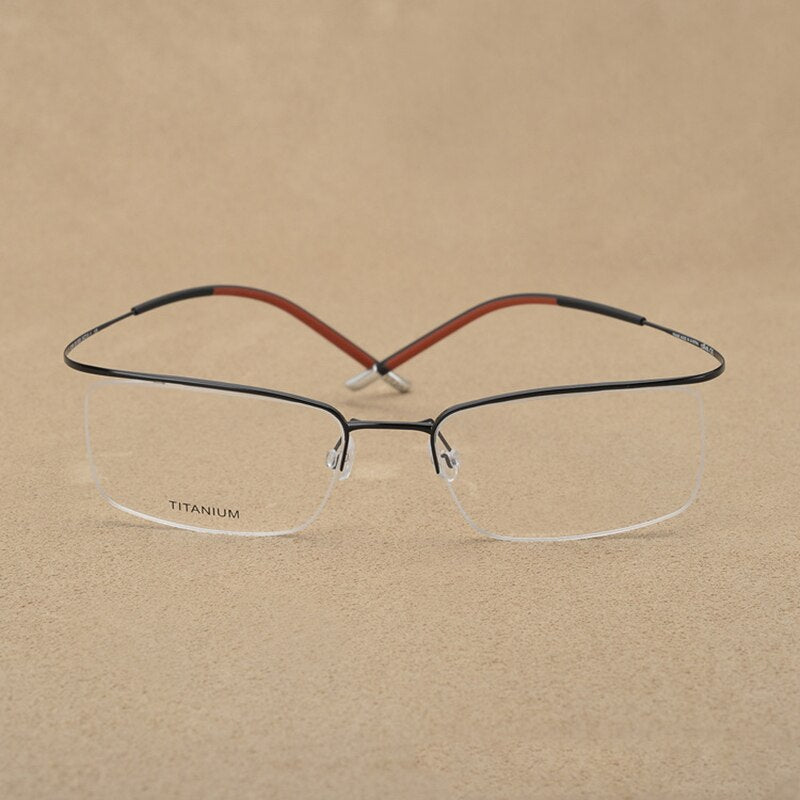 Men Semi Half Rim Titanium Optical Eyewear Frame Ultra Flexible Prescription Glasses for Myopia Screwless Spectacles Eyeglasses