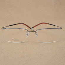 Load image into Gallery viewer, Men Semi Half Rim Titanium Optical Eyewear Frame Ultra Flexible Prescription Glasses for Myopia Screwless Spectacles Eyeglasses