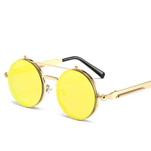 Carica l'immagine nel visualizzatore di Gallery, Occhiali Steampunk da uomo Occhiali da sole da donna Tonalità retrò Lenti apribili con occhiali da sole rotondi a doppio ponte 