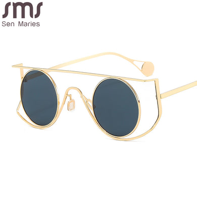 Men Steampunk Sunglasses Women Punk Round Sun Glasses For Male UV400 Shades Metal Frame Eyewear Eyeglasses