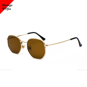 Occhiali da sole da uomo Occhiali da sole esagonali Occhiali da pesca con montatura in metallo Occhiali da vista grigio oro lentes de sol hombre UV400 