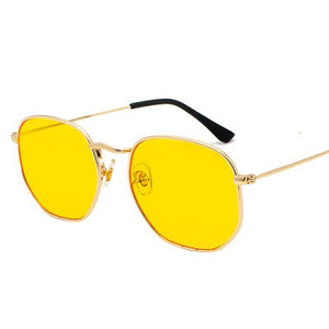 Occhiali da sole da uomo Occhiali da sole esagonali Occhiali da pesca con montatura in metallo Occhiali da vista grigio oro lentes de sol hombre UV400 