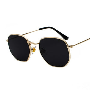 Men Sunglases Hexagon Sun glasses  Women Metal Frame Fishing Glasses Gold tea Eyewear lentes de sol hombre okulary UV400