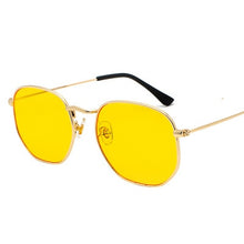 Carica l&#39;immagine nel visualizzatore di Gallery, Men Sunglases Hexagon Sun glasses  Women Metal Frame Fishing Glasses Gold tea Eyewear lentes de sol hombre okulary UV400