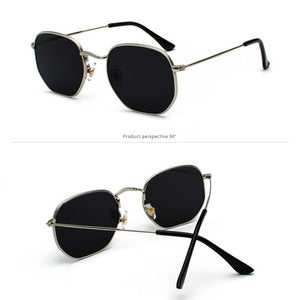 Men Sunglases Hexagon Sun glasses  Women Metal Frame Fishing Glasses Gold tea Eyewear lentes de sol hombre okulary UV400