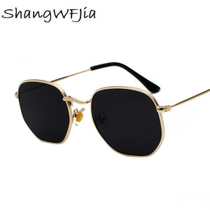 Men Sunglases Hexagon Sun glasses  Women Metal Frame Fishing Glasses Gold tea Eyewear lentes de sol hombre okulary UV400