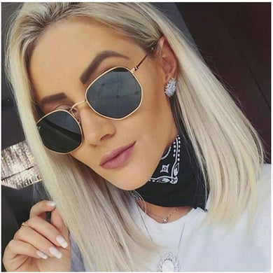 Men Sunglasses Hexagon Sunglasses  Women Metal Frame Fishing Glasses Gold tea Eyewear UV400 womens   shades for women
