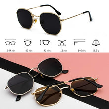 Carica l&#39;immagine nel visualizzatore di Gallery, Men Sunglasses Hexagon Sunglasses  Women Metal Frame Fishing Glasses Gold tea Eyewear UV400 womens   shades for women