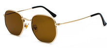 Carica l&#39;immagine nel visualizzatore di Gallery, Men Sunglasses Hexagon Sunglasses  Women Metal Frame Fishing Glasses Gold tea Eyewear UV400 womens   shades for women