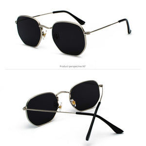 Men Sunglasses Hexagon Sunglasses  Women Metal Frame Fishing Glasses Gold tea Eyewear UV400 womens   shades for women