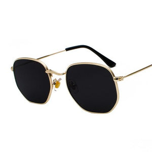 Men Sunglasses Hexagon Sunglasses  Women Metal Frame Fishing Glasses Gold tea Eyewear UV400 womens   shades for women