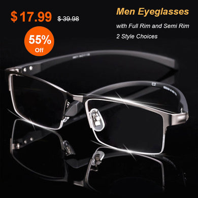 Men Titanium Alloy Eyeglasses Frame for Men Eyewear Flexible Temples Legs IP Electroplating Alloy Material,Full Rim and Half Rim