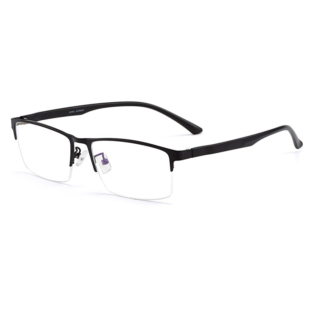 Men Titanium Alloy Semi Rimless Eyeglasses Frame For Men Prescription Eyewear Flexible TR90 Legs IP Electroplating S61001