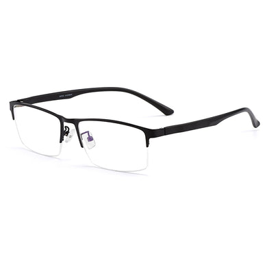 Men Titanium Alloy Semi Rimless Eyeglasses Frame For Men Prescription Eyewear Flexible TR90 Legs IP Electroplating S61001