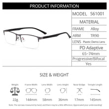 Carica l&#39;immagine nel visualizzatore di Gallery, Men Titanium Alloy Semi Rimless Eyeglasses Frame For Men Prescription Eyewear Flexible TR90 Legs IP Electroplating S61001